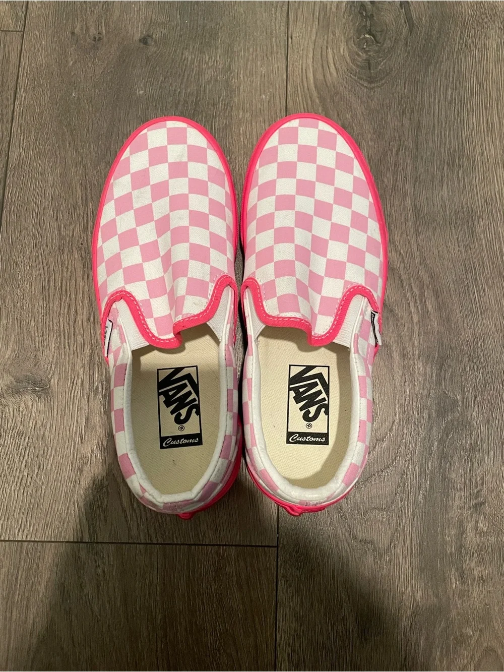 Vans Slip-On Checkerboard Sneakers - Pink & White - Picture 1 of 5